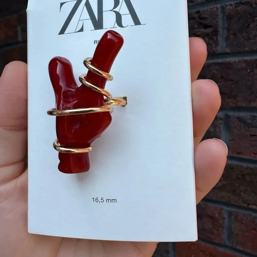 ZARA RED CORAL FINGER RING - Picture 12 of 14